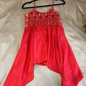 Red Floral Strapless top